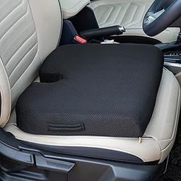 FOVERA Car Seat Cushions | Memory Foam Seat Cushion for Car Driving Seat | Wedge Shape with U Cut-Out for Long Drives & Daily Commute | Relieves Back & Tailbone Pain (L-Above 80Kg Wt, Mesh Black)-30