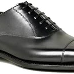 The Royale Peacock Black Leather Toecap Oxford Formal Shoes for Men-image-10