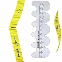 PE - Combo - Scallop scale, Hip Curve scale, Arm hole pattern maker combo -Used for Quilting-Sewing-Embroidery - 4mm thick armholes - Flexible Scallop ruler - Churidar Designing-image-8