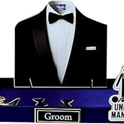 THE BRIDE MADE Multipurpose Gift Box for Groom,Pine Wood Trujo Packing Tray 11x17 Inch, Groom Cutout, Premium Wedding Gift Hamper (Blue)-image-18