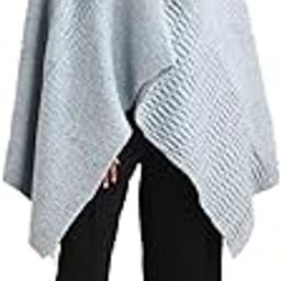 Women Dorothea Cowl Neck Poncho (Sky Blue_Free Size)-image-80