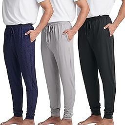3 Pack: Men's Soft Lounge Sleep Joggers - Pajama Pants Drawstring & Pockets (Available in Big & Tall)-25