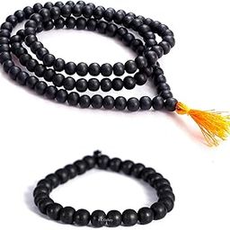 100% Natural Original Unpolished Karungali Mala 8mm & Bracelet 8mm Combo | Original Ebony Wood | Spiritual Healing | Certified Original Karungali Mala – Lab Analysis & Government Test-picture-2