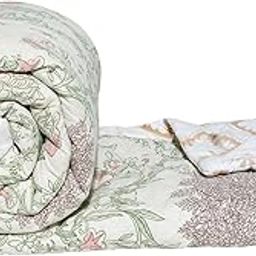BSB HOME 2nd Gen 120 GSM Microfiber Reversible AC Comforter/Blanket for Winter/Quilt/Duvets for Double Bed (230 X 220 cm, Off White and Green)-image-62