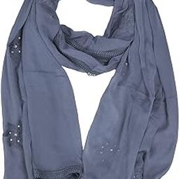 Flower Embroidered Diamond Work Chiffon Dupatta for Womens & Girls With 4 Side Lace-image-19