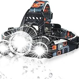 LED Headlamp, USB Rechargeable Head Torch Weatherproof Flashlight With Battery for Farmers, Fishing, Camping, Hiking, Cycling, Running (3 LEDs)-14