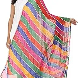 hella fashions 2.25 Meters Georgette Leheriya all Over Gota Lace Work Dupatta/Chunni/Scarf- Multicolor, Pack of 1-picture-29