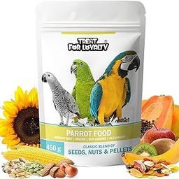 TREAT FOR LOYALTY Parrot Food For African Grey Parrot,Sun Conure,Macaw,Lovebird & Alexander|Seeds,Nuts & Fruit Pellets Mix|Premium Seed Blend - 450G,All Life Stages-picture-14