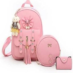 Backpack for Womens,Girls,Kids,Female. Pu Leatherette Fabric Travelling Outdoor, Picnic,School, College Office Work Casual Daily use|Pink,6Ltrs(BP,Diamond pink combo backpack3pc123)-image-103
