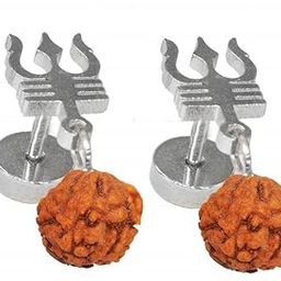 Religious Jewelry Lord Shiv TrishulÂ Rudhrasha Bead Piercing Jewelry Wood, Stainless Steel Stud Earring Wood-image-12