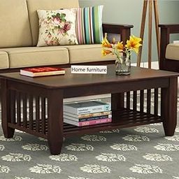 Home furniture Wooden Center Coffee Table for Living Room and Office | Center Table | Tea Table | Sofa Set Table | Walnut Finish-image-74