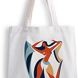 Canvas Tote Bags for Women, College Bag for Girls, Tote Bag for Shopping, Travel & Beach Bags for Women - Lady Painting - D No - 250-image-92
