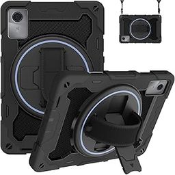 Robustrion Cover for Lenovo Tab M11 Cover Case, Armor Shockproof Cover with [Shoulder Strap] and [360 Degree Rotating Hand Strap] for Lenovo Tab M11 11 inch - Black-11