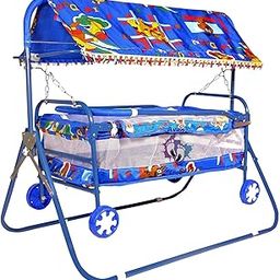 AVANI METROBUZZ Baby Cot Mosquito Net Jhula Palna Stroller Cot for Born Baby 1-2 Years Babies-Newborn Baby Cotton Baby Sleep Baby Bedding Cot with Wheels-5