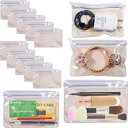 Pack of 10 Multipurpose Storage Organizer Zip Pouches Cosmetic Makeup Accessories case Toiletry Vanity Travel Bags for Men & Woman Transparent Pouch for Jwellery Pouches (2 pc of 5 Sizes)-picture-18
