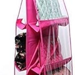 Lexazo 6 Pocket Large Clear Purse Handbag Hanging Storage Bag Organizer Closet Tidy Closet Organizer Wardrobe Rack Hanger Holder for Fashion Handbag Purse Pouch, Hanging Pouch for Purse Bag - 1 Piece-image-107