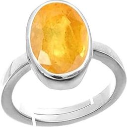 10.25 Ratti 9.55 Carat Natural Yellow Sapphire Pukhraj Stone Panchdhatu Adjustable Silver Ring for Men and Women-image-49