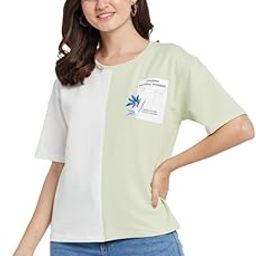 Colourblocked Round Neck Cotton T-Shirt-image-44
