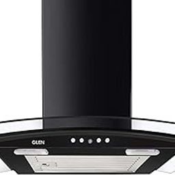 Glen 60cm 1000 m3/hr Curved Glass Wall Mounted Kitchen Chimney With 7 years warranty on Product Push Buttons Baffle Filter (6070 Junior Black)-picture-18