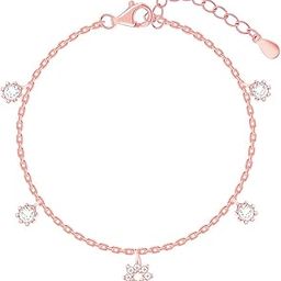 925 Silver Anushka Sharma Rose Gold Flower Charm Bracelet, Adjustable | Gifts for Women and Girls | With Certificate of Authenticity and 925 Stamp | 6 Months Warranty-picture-55