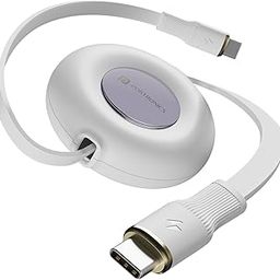 Portronics Upgraded Konnect Recoil 100W Type C to Type C Retractable Cable,Pd Fast Charging,Retractable Charging Cable,Fast Data Transfer,Compatibility with iPhone 15 Series&Type C Smartphones,?White-21