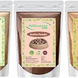 Keshvenna Naturals 100% Pure and Natural Amla Reetha Shikakai Powder for Hair Care(Hair Care Combo Pack) /Natural Hair Shampoo (50gm EachX3 = 150gm)-image-93