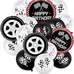 FI - FLICK IN 16Pcs Happy Birthday Decoration Items Race Car Theme Birthday Decorations Tyre Foil Balloons For Birthday , Theme Party(Pack Of 16 , Multicolor)-image-38