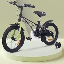 R for Rabbit Tiny Toes Ryder 16T Bicycle for Kids Magnesium Frame Cycle with Training Wheels for 4 to 7 Years Baby Boys & Girls of Upto 40 Kgs Weight Capacity - 90% Installed (Black Green)-16