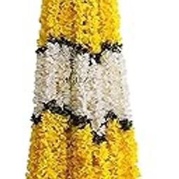 AFARZA; CHOICE GOOD FEEL GOOD Artificial Flower Garland Toran For Door Entrance Home Decoration Hanging 4 Pieces 5 Feet (White-Yellow)-13