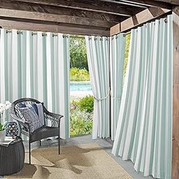 Sun Zero Valencia 2-Pack Cabana Stripe Indoor/Outdoor UV Protectant Energy Efficient Grommet Curtain Panel Pair , 54" x 95"-image-87
