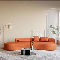 HS Woodcraft! Modern Classic L Shape Sectional Sofa Set, Chesterfield Style 4 Seater Sofa Set with Pillows for Living Room, Bedroom and Office, Office, and Hallway Colour. (Rust Brown)-image-65