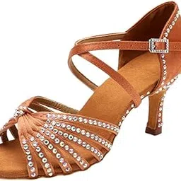 ftk Women's Dance Sandal Diamond-Studded Mid-Heel Soft Sole Heeled Sandal-picture-44