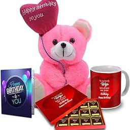 Midiron Chocolate Combo Gift For Wife/Girlfriend/Fiancee/Lover Birthday |Gift Hamper For Wife Birthday | Handmade Chocolates & Printed Coffee Mug With Soft Pink Teddy, 350 Grams-picture-11