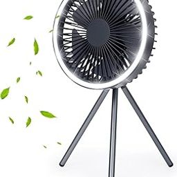 BLAPOXE Standing Fan, 10000mAh USB Rechargeable Tripod Fan Portable Camping Table Fans Tripod Desk Fan with LED Light, 3 Gear Adjustable Hanging Fan, Pedestal Fan for Tent Bedroom Office-picture-31