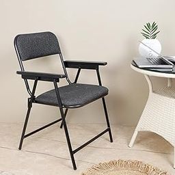 Grandwill Comfy Mild Steel Folding Chair for Home, Kitchen, Balcony, Garden and Restaurant Chair (Black)-image-93
