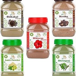Glow Lush Amla, Reetha, Shikakai, Bhringraj & Hibiscus Powder (50gm Each) for Hair Pack| Hair Mask-image-45