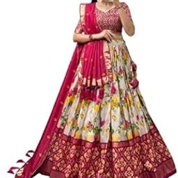 Woman Art Dola Silk & Patola Print with Foil Work Semi-stitched Lehenga Choli With Dupatta-picture-22