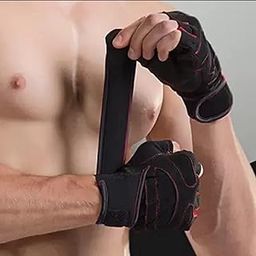 keycraze Premium Strength Training Workout Gym Gloves Breathable Gym Fitness Gloves (Red Black)-image-22