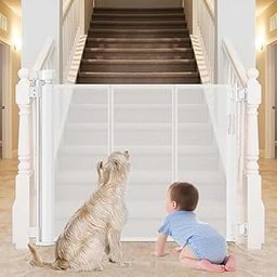 GNOLY Retractable Baby Safety Gate 55 Inch – Extra Wide & Tall Dog Gate for Stairs and Hallways – Indoor Outdoor Mesh Gate with Lock for Babies & Pets (1 Pcs)-image-32