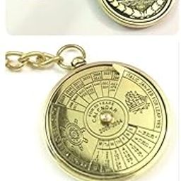 Antique Brass Comapss 50 Year Calendar Engraved Key Chain Compass for Travel Hikking Navigational Tool-picture-21