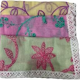 No 6900 Ladies 6 coloured 100% cotton Handkerchief with LACE Border, Fancy & Fashionable Handkerchief for Occasions, Gifts-image-47