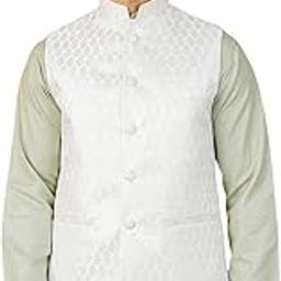 Men's Banarasi Rayon Cotton White Nehru Jacket-image-30