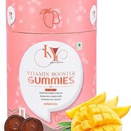 INYU Vitamin Booster Gummies — 30 Days Pack | No Added Sugar | with Vitamin D, A, C, E, B Complex, Folic Acid | Mango Flavor | Supports Immunity, Digestion & Energy | for Women & Men-image-76
