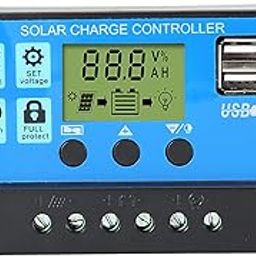 Lampion Electronics Solar Charge Controller 20A, LCD Display, 2 USB Port 3Amp, Intelligent Battery Regulator 12V/24V PWM Controller for Lead Acid Battery-9