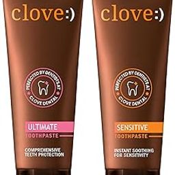 Clove Ultimate & Clove Sensitive Combo | Sensitivity Relief | Prevent Cavities | Fights Gum Disease | Reduces Bad Breath | Strengthens Enamel | Paraben Free | Clove Oil + Mint, Pack of 2 (200g)-1