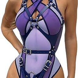 Sexy Lingerie for Women Naughty Leather Bodysuit Deep V Neck Teddy Babydoll Backless Mesh Lingerie BDSM Babydoll Sexy Nightwear-image-80