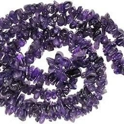 Natural Amethyst Mala/Necklace Crystal Stone Chip Bead Mala For Reiki Healing Crystal Stones (Color : Purple, Unisex Adult)-image-35