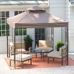 Garden Winds Replacement Canopy Top Cover for The Prairie Grass 8' x 8' Gazebo - RipLock 350 Beige-picture-26