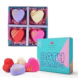 THE BODY BUCKET Heart Bath Bombs With Red Rose, Jasmine, Lavender And Lady Love Flavour - All Natural Handcrafted Aromatic Fragrance - Bath Gift For Kids, Men & Women 60 Gm Each (Pack Of 4)-98