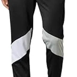 chrome & coral Men's Black Slim Fit Track Pants Colorblock Active Wear with White & Grey Panels with Elastic Waistband with Drawstring & Side Pockets Joggers Sports Wear | Stretchable Trackpant-picture-18